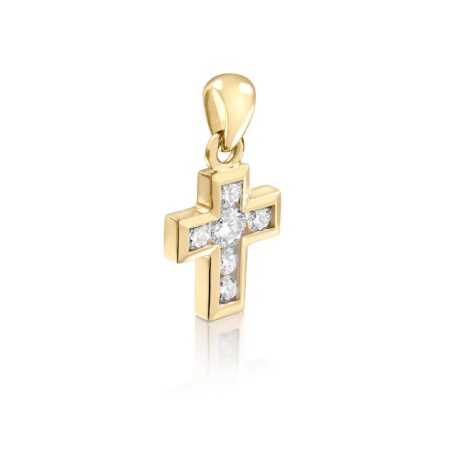 Cruz de Oro Amarillo y Brillantes